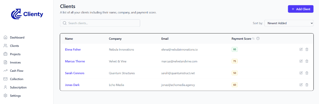 Client CRM Dashboard