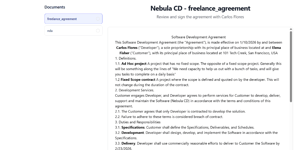 Contract Manager Interface